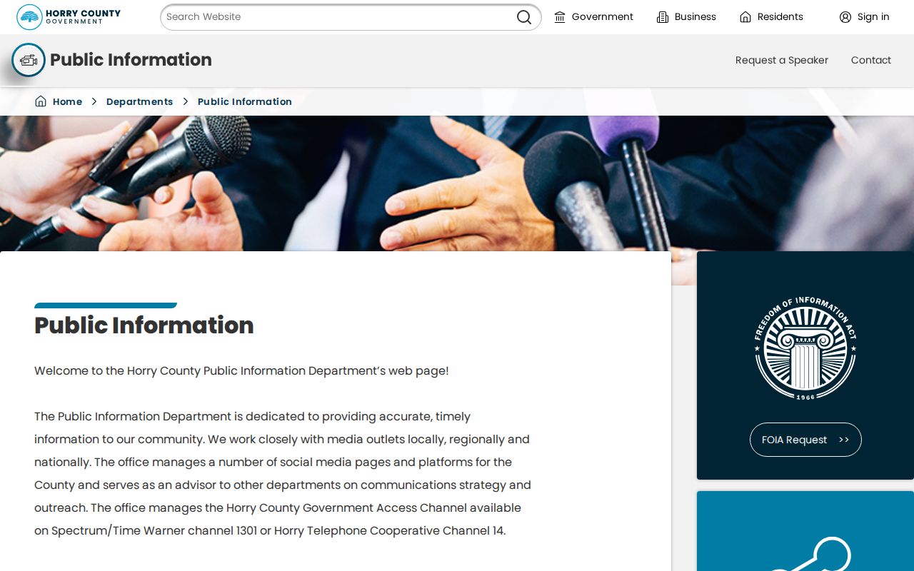 Horry County FOIA request channel for arrest and police records