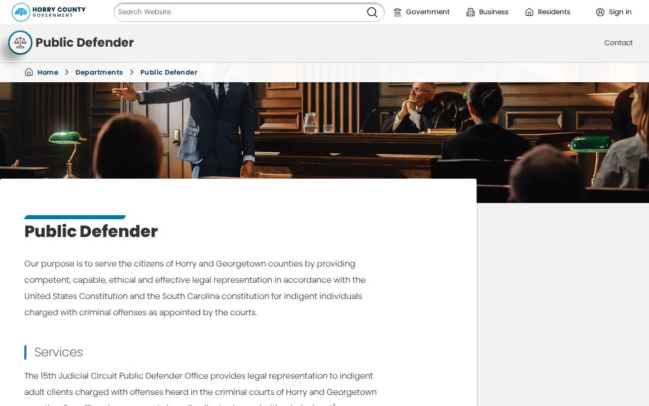 Horry County Public Defender office source related to criminal court cases