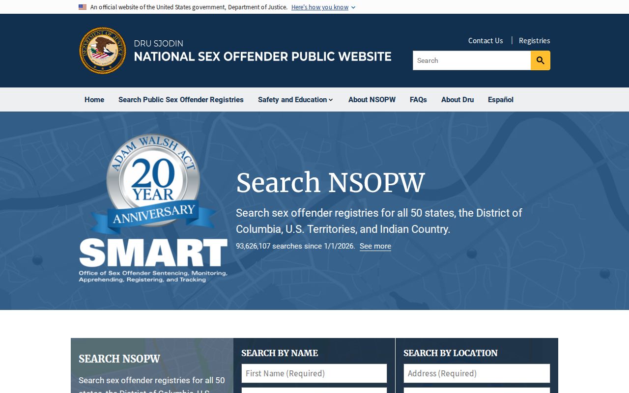 National website used with a Horry County sex offender search