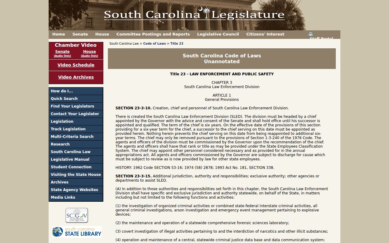 South Carolina statute governing Horry County sex offender records