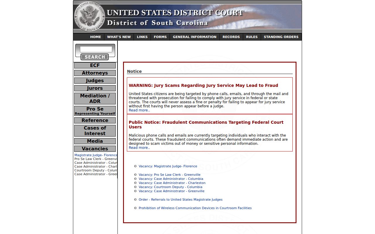 Horry County criminal history federal District Court records